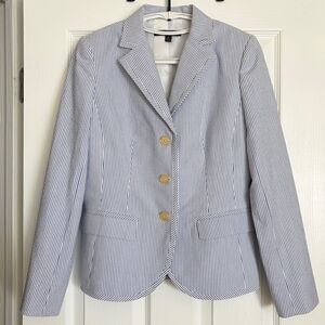 Brooks Brothers Classic Striped Seersucker Cotton Blazer Jacket Size 4
